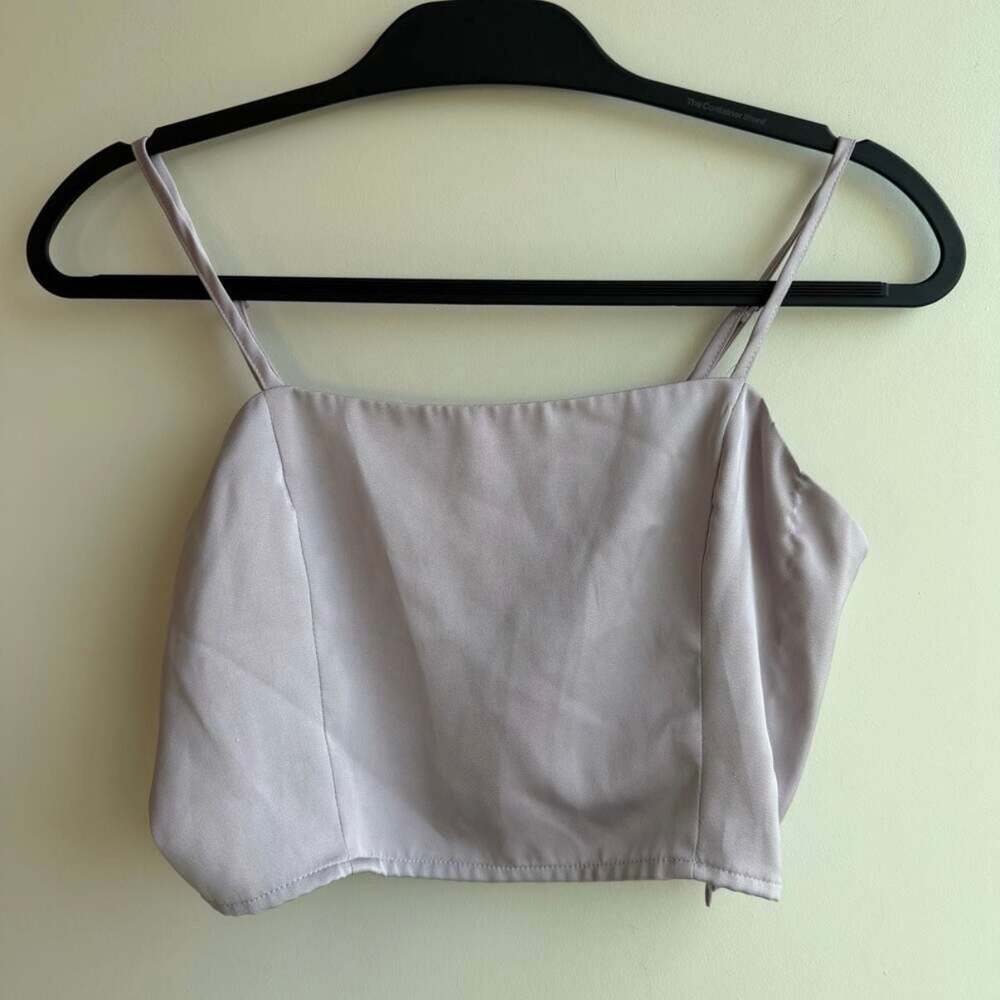 Forever 21 Satin Smocked Back Crop Top Size S